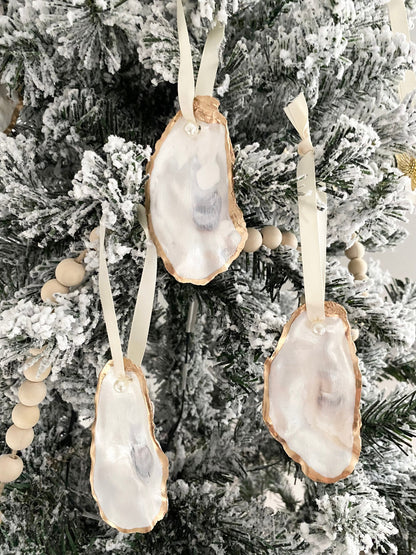 Ornament Sets Christmas Oyster Ornaments Beach Christmas Ornament Set Nautical Xmas Ornament Oyster Coastal Decor Coastal Christmas