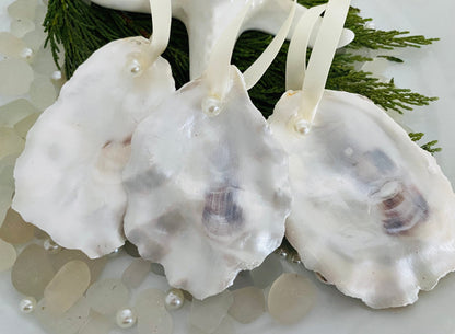 Ornament Sets Christmas Oyster Ornaments Beach Christmas Ornament Set Nautical Xmas Ornament Oyster Coastal Decor Coastal Christmas