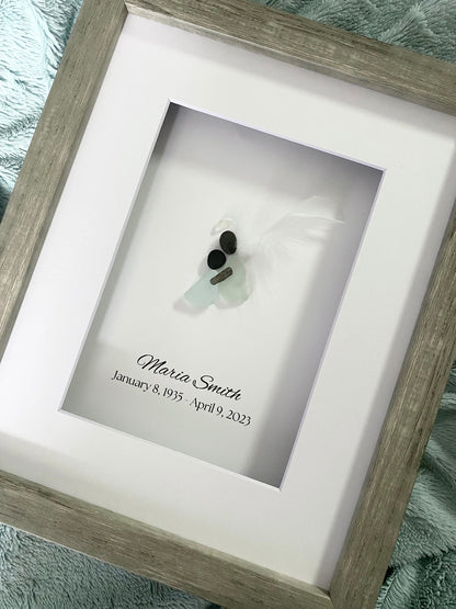 Sympathy Gift, Loss of Loved One, Bereavement Gift, Sea Glass Angel Gift, Memorial Gift for Loved One, Personalized Memorial Gift (D)