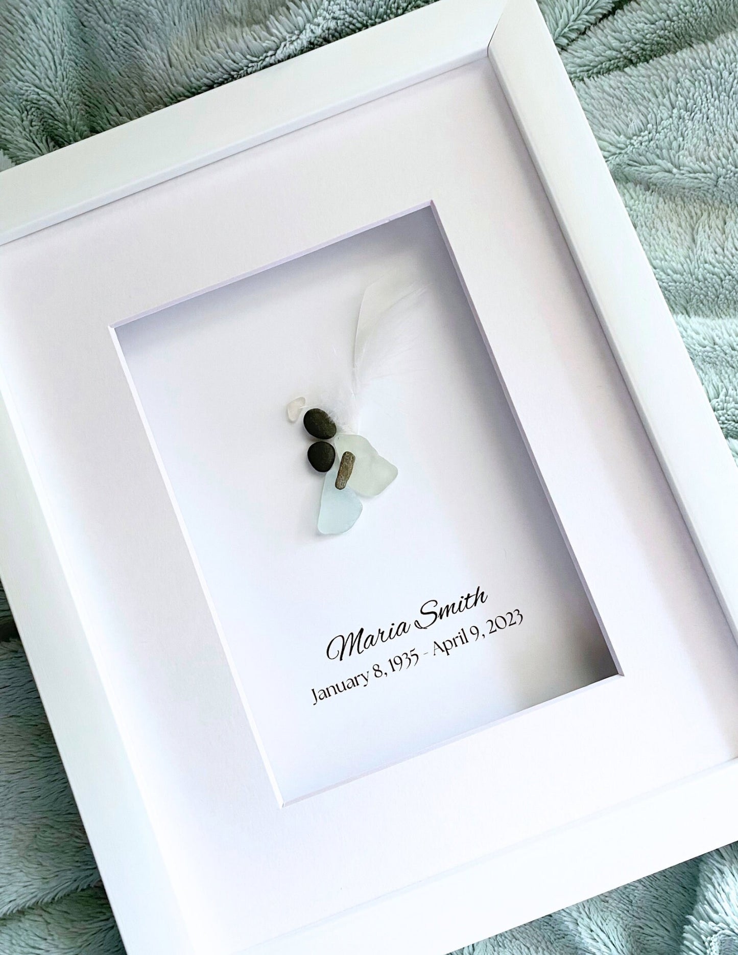 Sympathy Gift, Loss of Loved One, Bereavement Gift, Sea Glass Angel Gift, Memorial Gift for Loved One, Personalized Memorial Gift (D)