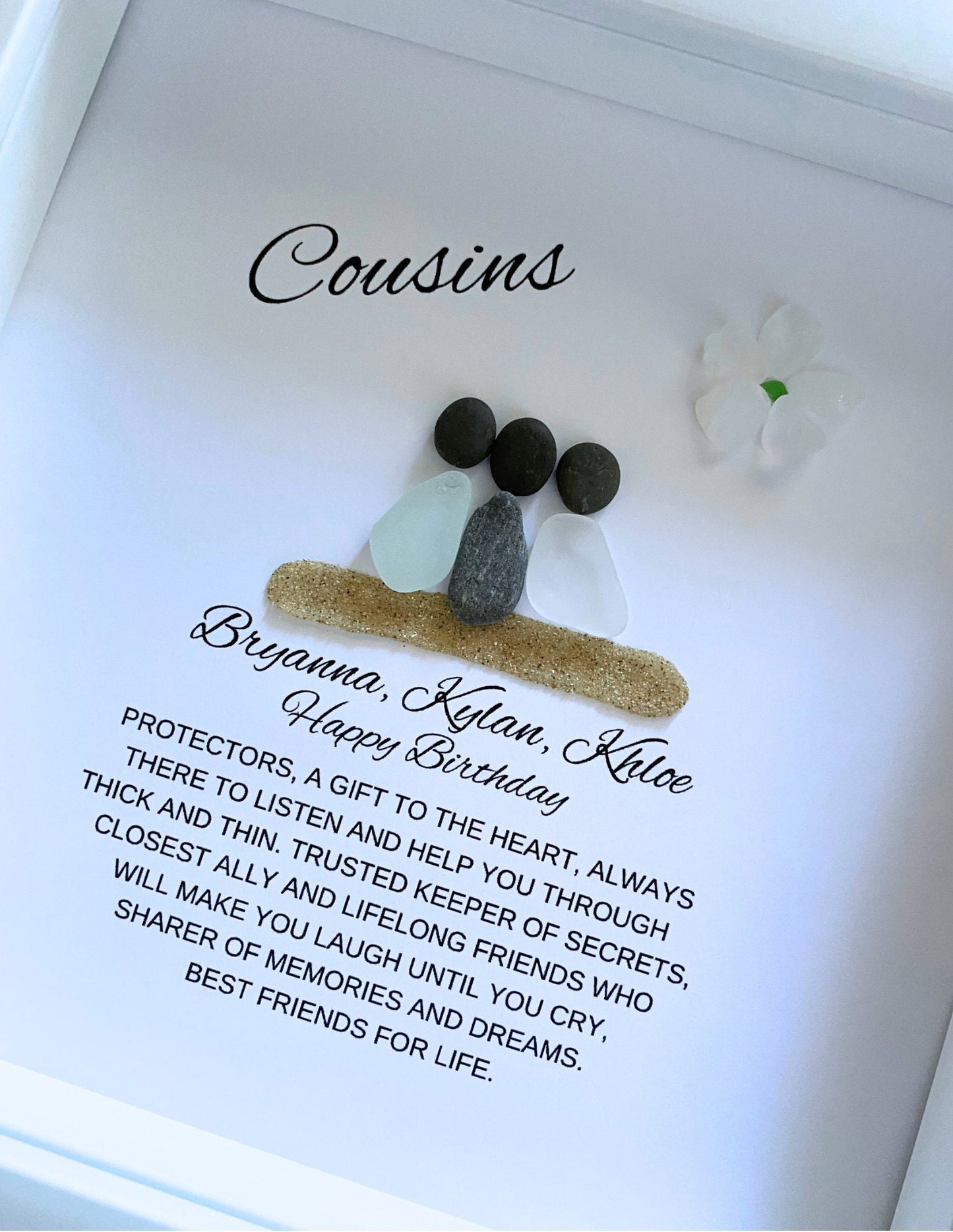 Cousin Gift Personalized Cousin Gift Sea Glass Art Cousin to Cousin Christmas Gift Cousin Birthday Gift Mothers Day Gift for Cousin