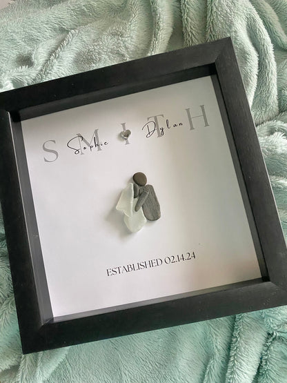 Personalized Sea Glass Wedding Gift Wedding Gifts Anniversary Gift for Couple Beach Wedding Engagement Gift Coastal Wall Art Sea Glass Art