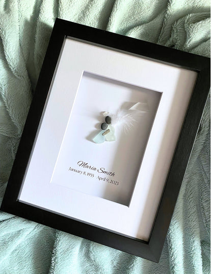 Sympathy Gift, Loss of Loved One, Bereavement Gift, Sea Glass Angel Gift, Memorial Gift for Loved One, Personalized Memorial Gift (D)