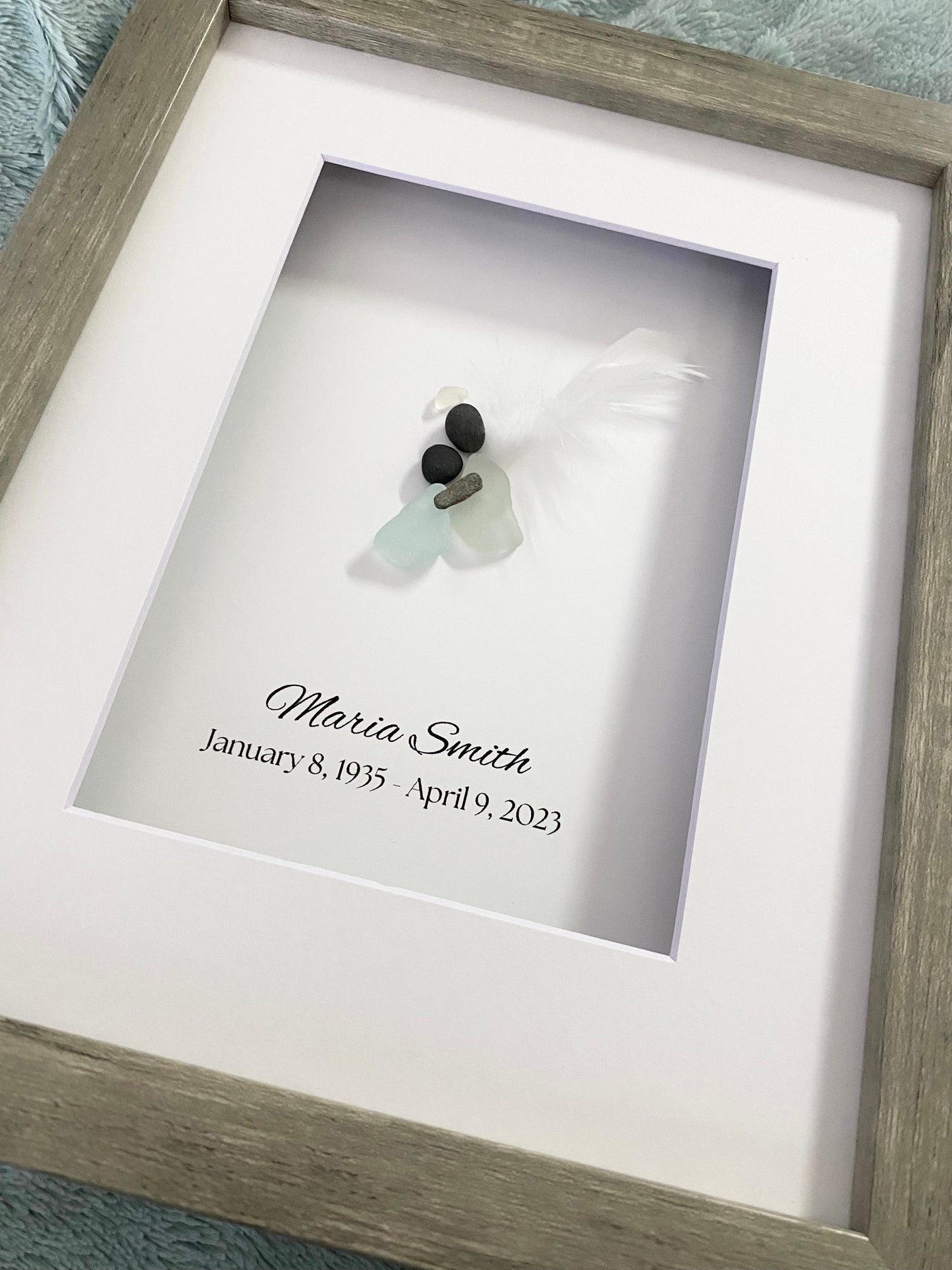 Sympathy Gift, Loss of Loved One, Bereavement Gift, Sea Glass Angel Gift, Memorial Gift for Loved One, Personalized Memorial Gift (D)