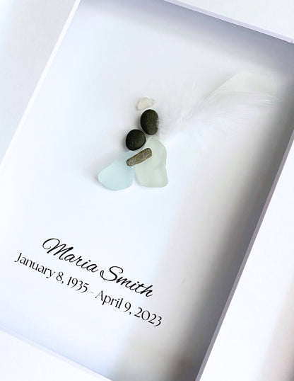 Sympathy Gift, Loss of Loved One, Bereavement Gift, Sea Glass Angel Gift, Memorial Gift for Loved One, Personalized Memorial Gift (D)