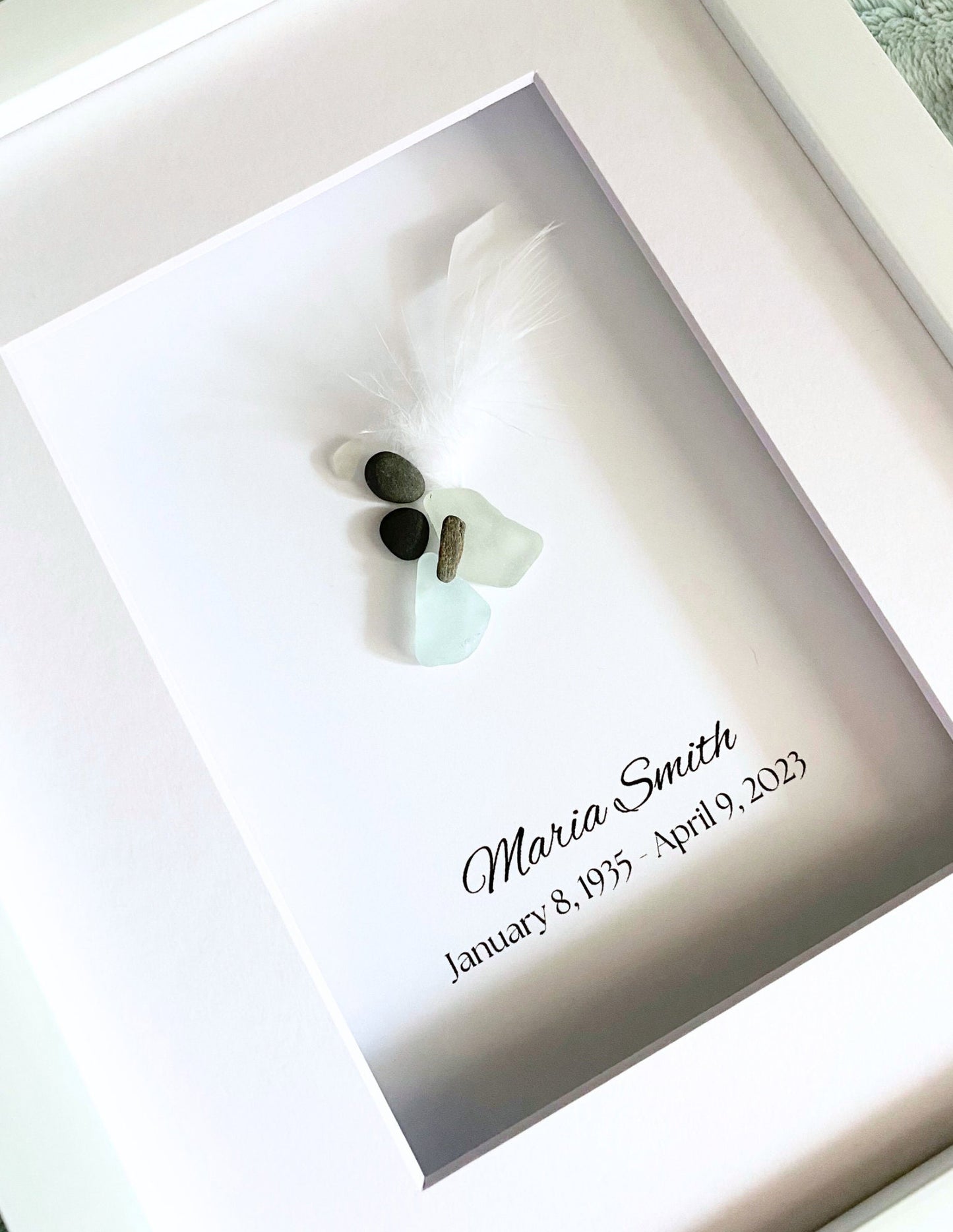 Sympathy Gift, Loss of Loved One, Bereavement Gift, Sea Glass Angel Gift, Memorial Gift for Loved One, Personalized Memorial Gift (D)