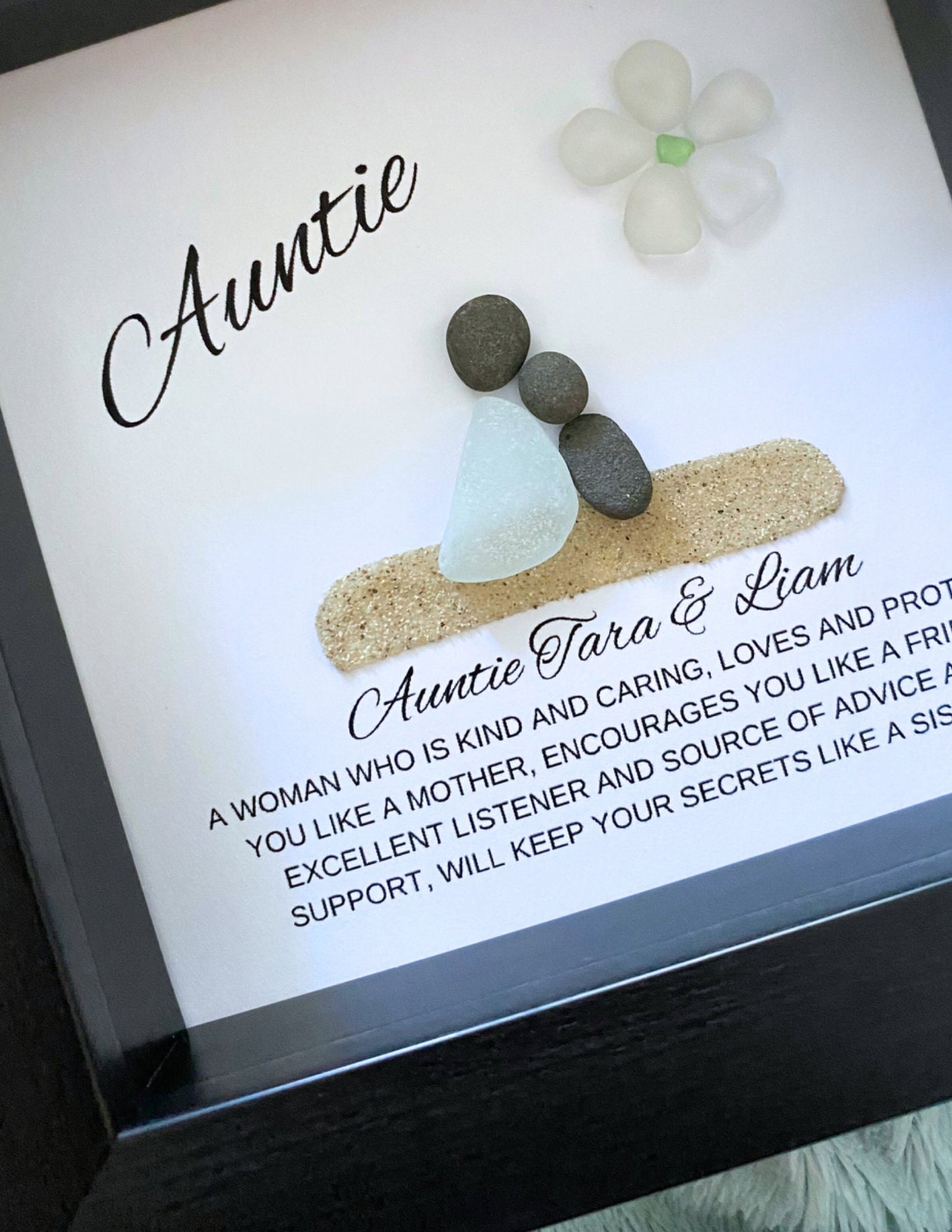 Aunt Meaning/Pebble Art Auntie/Auntie Gift/Birthday Gift for Auntie/Personalized Gift Auntie/Auntie/Auntie Christmas Gift/Framed Gift Aunt