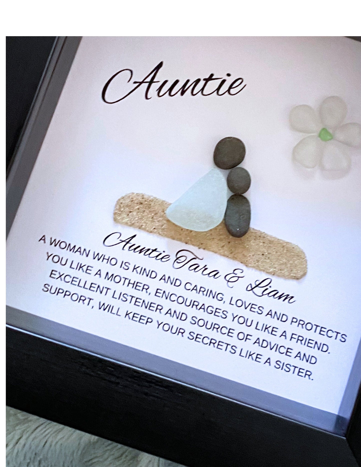 Aunt Meaning/Pebble Art Auntie/Auntie Gift/Birthday Gift for Auntie/Personalized Gift Auntie/Auntie/Auntie Christmas Gift/Framed Gift Aunt