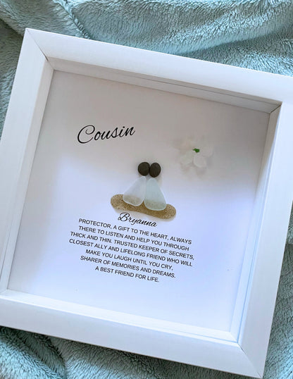 Cousins Gift Personalized Cousin Gift Sea Glass Art Cousin to Cousin Christmas Gift Cousin Birthday Gift Mothers Day Gift for Cousin