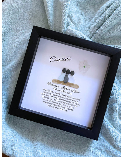 Cousin Gift Personalized Cousin Gift Sea Glass Art Cousin to Cousin Christmas Gift Cousin Birthday Gift Mothers Day Gift for Cousin