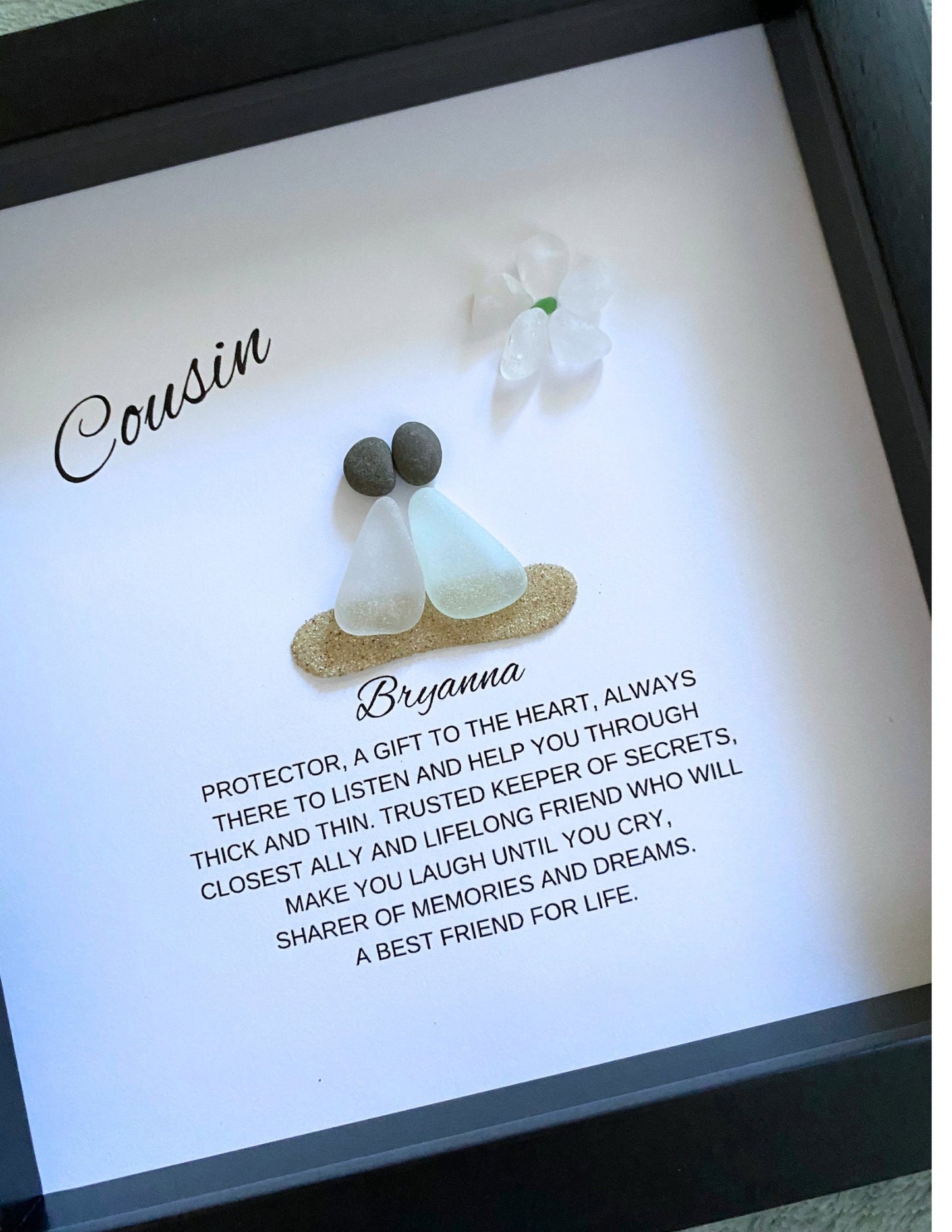 Cousin Gift Personalized Cousin Gift Sea Glass Art Cousin to Cousin Christmas Gift Cousin Birthday Gift Mothers Day Gift for Cousin