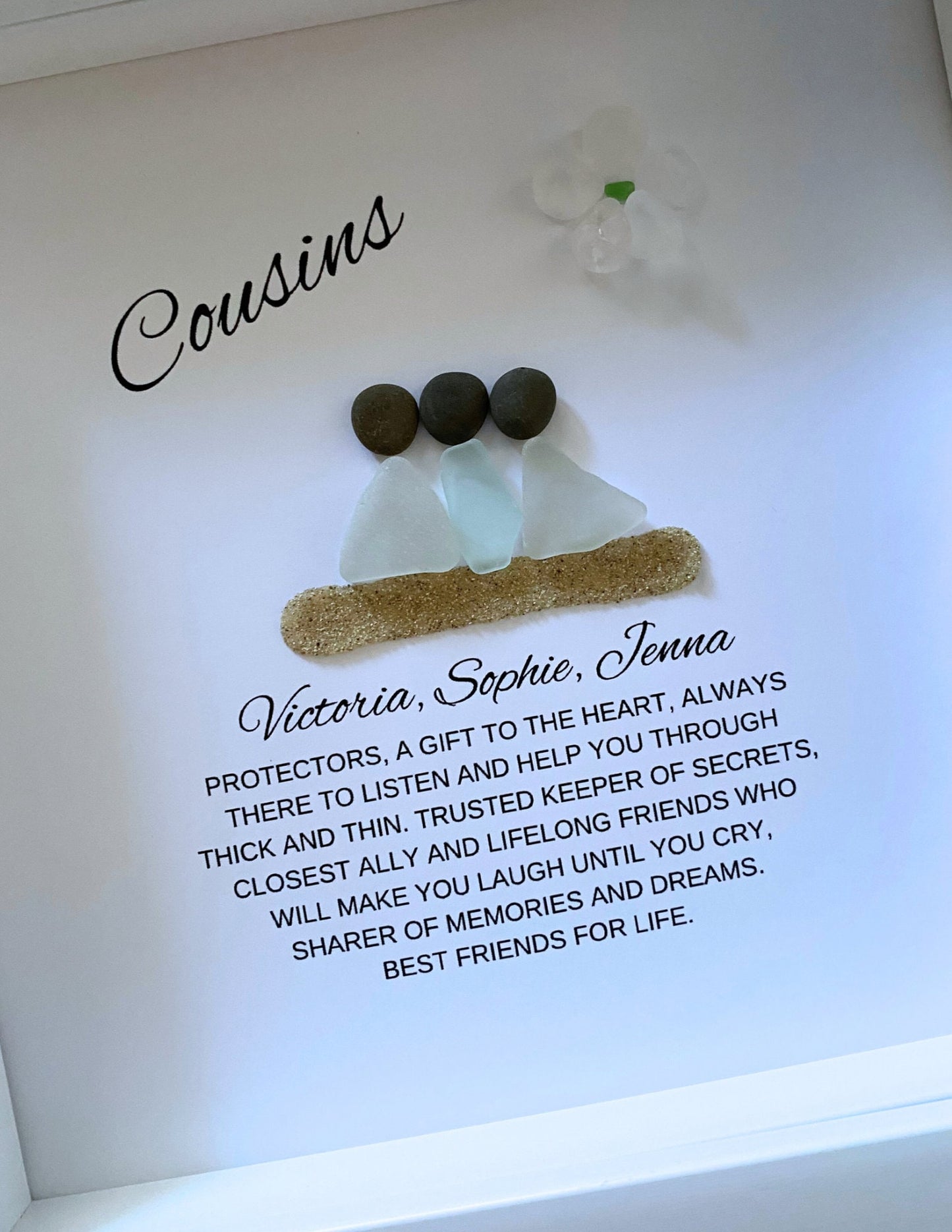 Cousin Gift Personalized Cousin Gift Sea Glass Art Cousin to Cousin Christmas Gift Cousin Birthday Gift Mothers Day Gift for Cousin