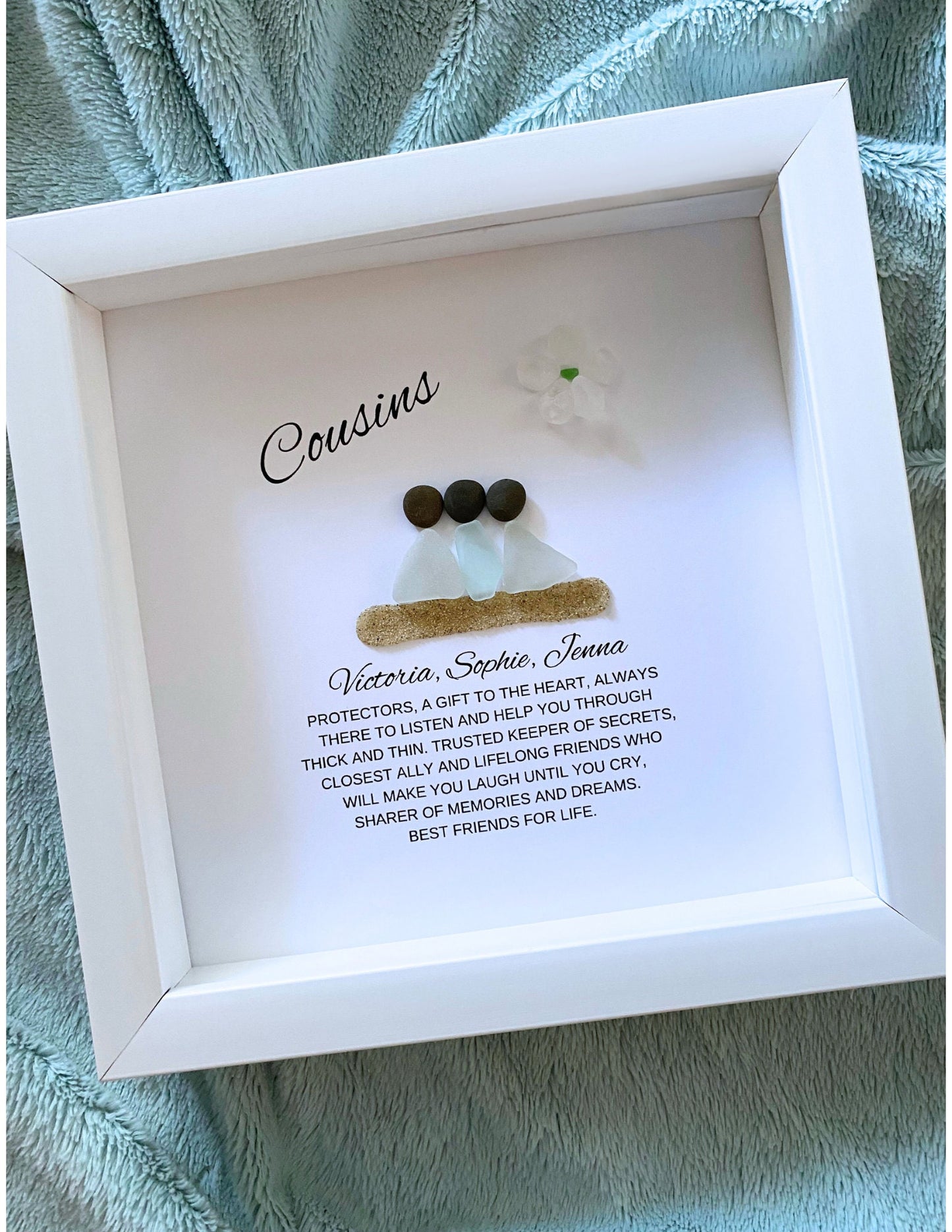 Cousin Gift Personalized Cousin Gift Sea Glass Art Cousin to Cousin Christmas Gift Cousin Birthday Gift Mothers Day Gift for Cousin