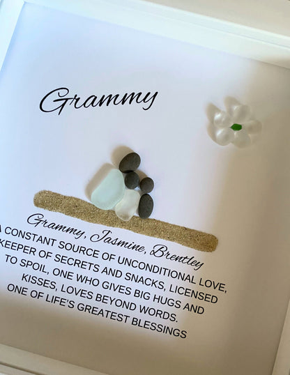 Grandma Meaning Mimi Gift Sea Glass Art Grandmother Personalized Grandma Gift Grammy Gram Birthday Gift for Grandma Gift Grammy Great Grammy