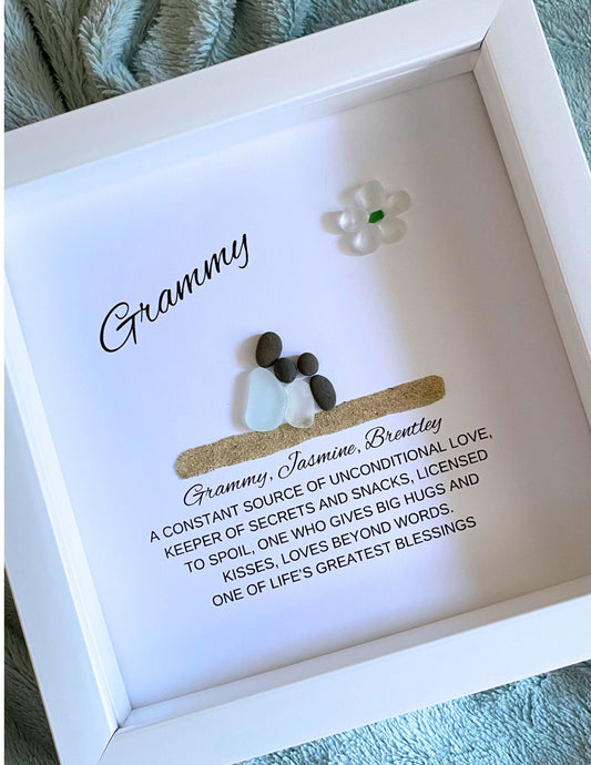 Grandma Meaning Mimi Gift Sea Glass Art Grandmother Personalized Grandma Gift Grammy Gram Birthday Gift for Grandma Gift Grammy Great Grammy