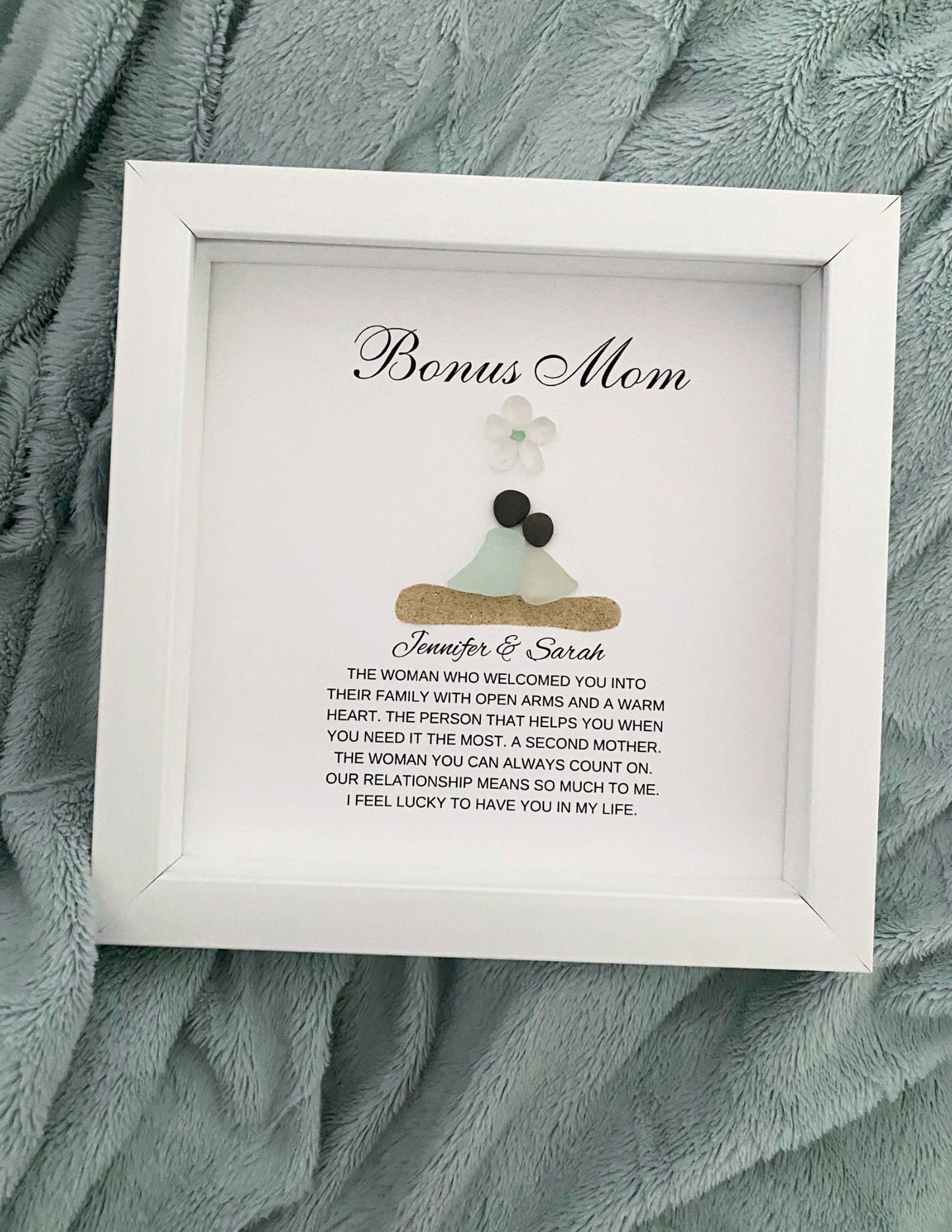 Bonus Mom Gift from Bride Personalized Mother’s Day Stepmom Gift Birthday Gift for Stepmom Gifts Bonus Mom Pebble Art Sea Glass