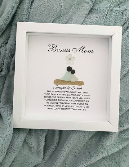 Bonus Mom Gift from Bride Personalized Mother’s Day Stepmom Gift Birthday Gift for Stepmom Gifts Bonus Mom Pebble Art Sea Glass