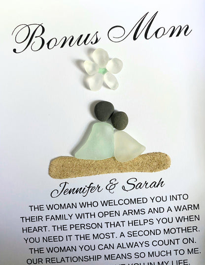 Bonus Mom Gift from Bride Personalized Mother’s Day Stepmom Gift Birthday Gift for Stepmom Gifts Bonus Mom Pebble Art Sea Glass