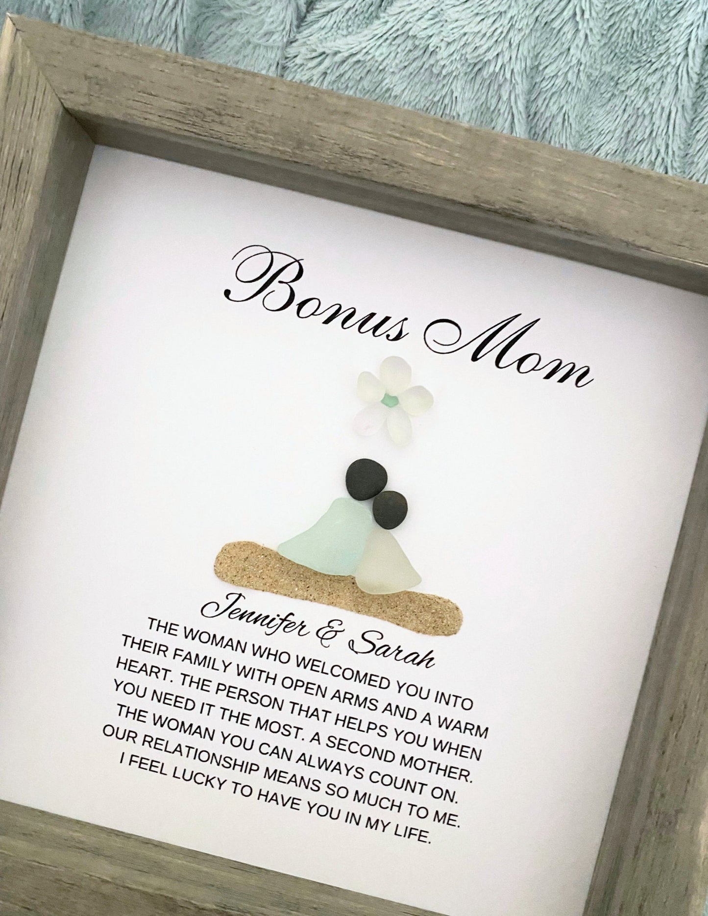 Bonus Mom Gift from Bride Personalized Mother’s Day Stepmom Gift Birthday Gift for Stepmom Gifts Bonus Mom Pebble Art Sea Glass