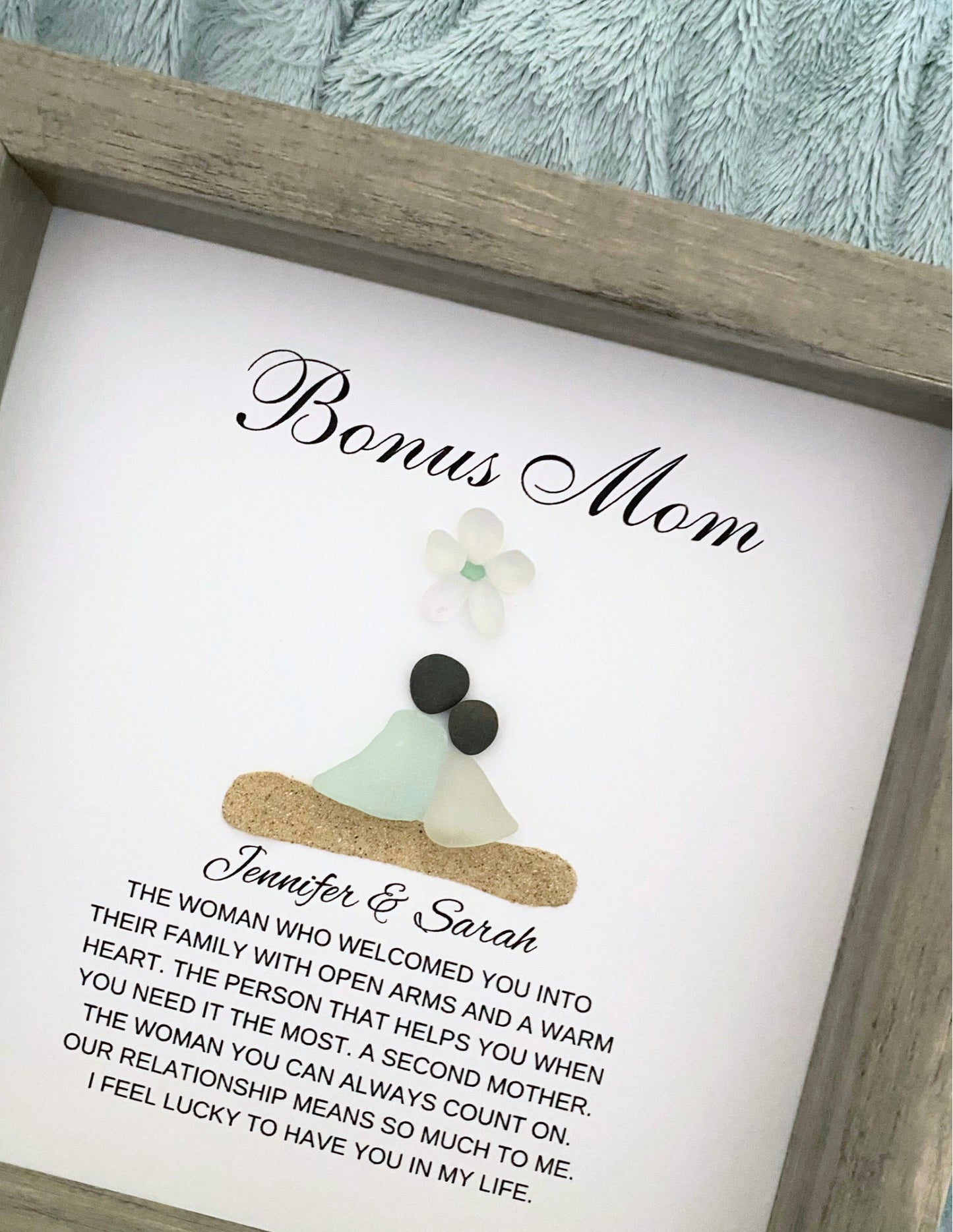 Bonus Mom Gift from Bride Personalized Mother’s Day Stepmom Gift Birthday Gift for Stepmom Gifts Bonus Mom Pebble Art Sea Glass