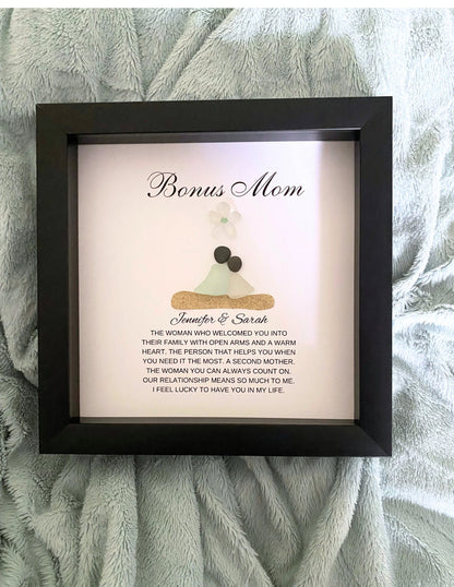 Bonus Mom Gift from Bride Personalized Mother’s Day Stepmom Gift Birthday Gift for Stepmom Gifts Bonus Mom Pebble Art Sea Glass