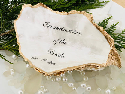 Grandmother of the Bride Gift Personalized Oyster Shell Ring Dish/Grandmother Gift from Bride/Unique Handmade Bride Gift to Grandmother Wedding Decor