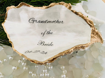 Grandmother of the Bride Gift Personalized Oyster Shell Ring Dish/Grandmother Gift from Bride/Unique Handmade Bride Gift to Grandmother Wedding Decor