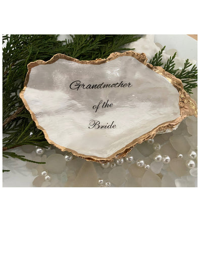 Grandmother of the Bride Gift Personalized Oyster Shell Ring Dish/Grandmother Gift from Bride/Unique Handmade Bride Gift to Grandmother Wedding Decor