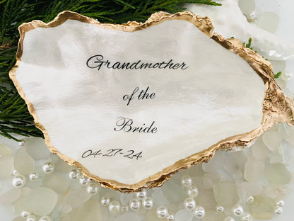 Grandmother of the Bride Gift Personalized Oyster Shell Ring Dish/Grandmother Gift from Bride/Unique Handmade Bride Gift to Grandmother Wedding Decor