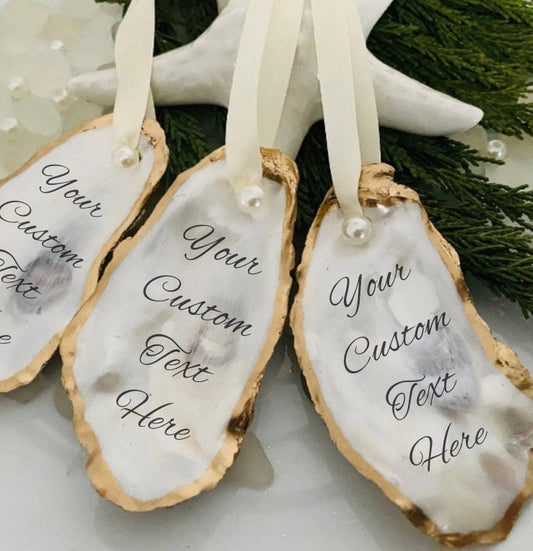 Custom Beach Wedding Favor Boxes Ornament Favors Personalized Oyster Shell Beach Wedding Favors Bridal Shower Favors Ornament Gift Box