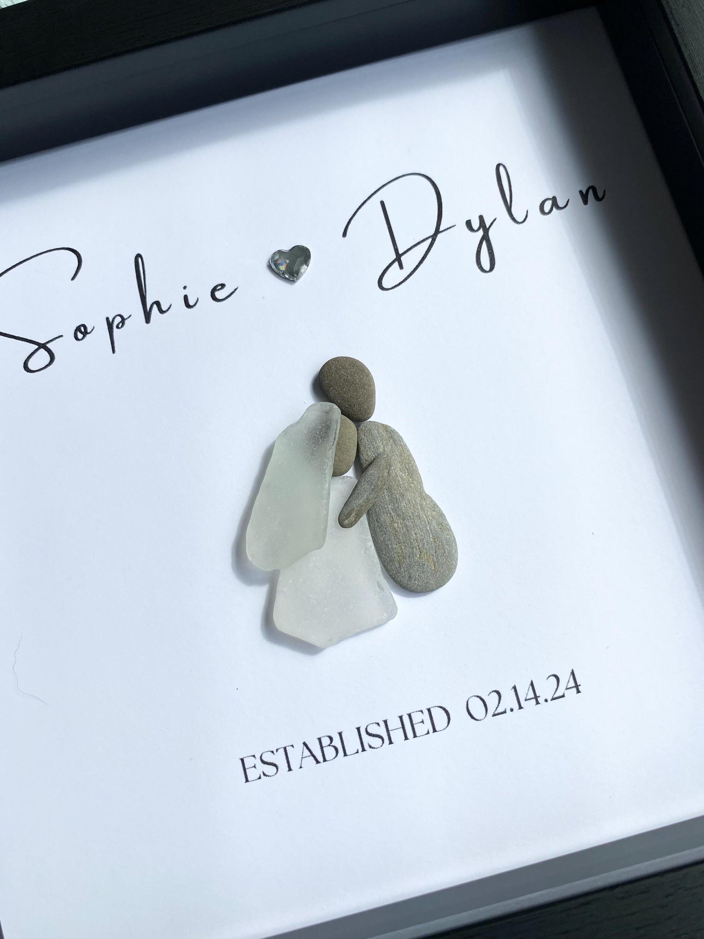 Wedding Gifts Anniversary Gift for Couple Beach Wedding Personalized Sea Glass Wedding Gift Engagement Gift Coastal Wall Art Sea Glass Art