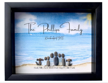 Sister Gift Personalized Family Vacation Beach Pebble Sea Glass Picture Family Art Sea Glass Birthday Gift for Her Gifts for Mom Birthday