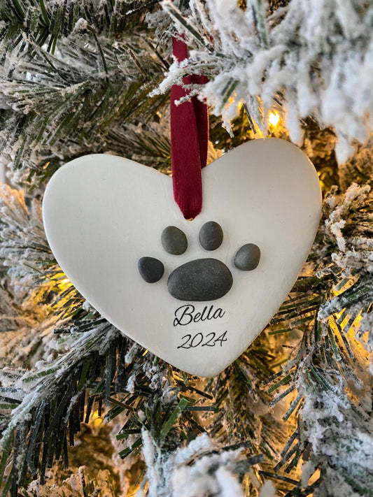 Custom Dog Paw Christmas Ornament Dog Memorial Ornament Pet Paw Ornament Dog Paw Decoration Keepsake Personalized Dog Paw Print Ornament