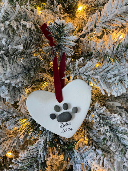 Custom Dog Paw Christmas Ornament Dog Memorial Ornament Pet Paw Ornament Dog Paw Decoration Keepsake Personalized Dog Paw Print Ornament